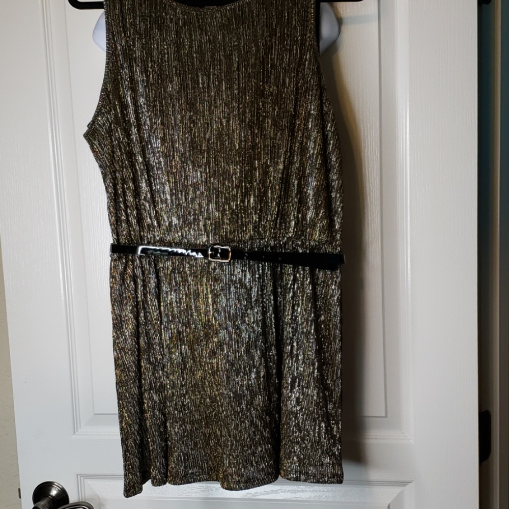 Metallic Black Tunic Top